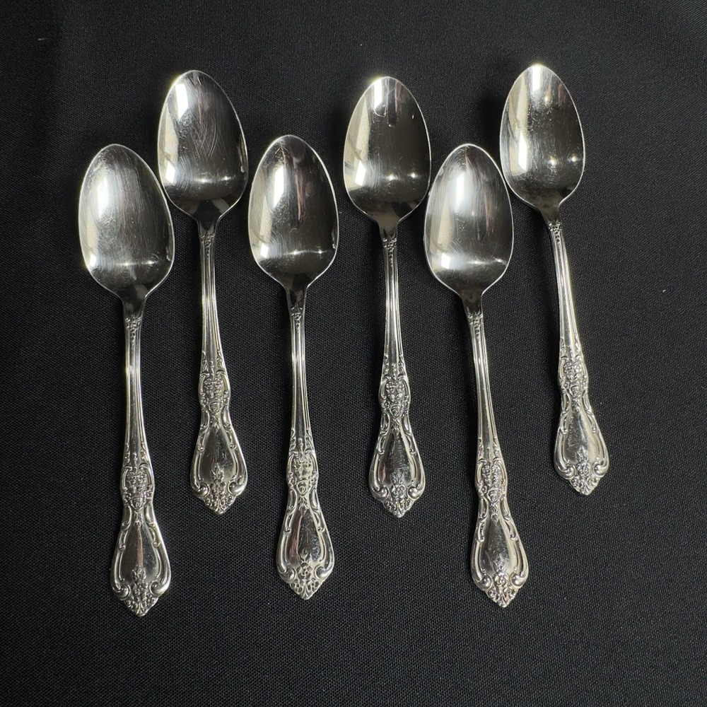 6 x Vintage ONEIDA USA Kennett Square Tea Spoon 6" Stainless Flatware